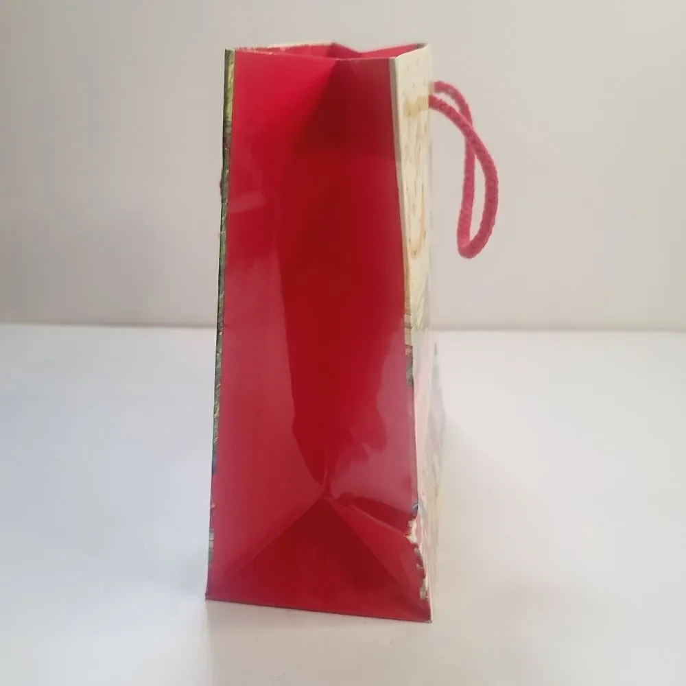Vintage 90s Cute Teddy Bear Plush Christmas Gift Bag Red Tree Clown